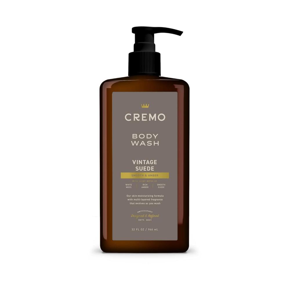 imageCremo RichLathering Palo Santo Body Wash for Men Notes of Bright Cardamom Dry Papyrus and Aromatic Palo Santo 32 Fl OzVintage Suede