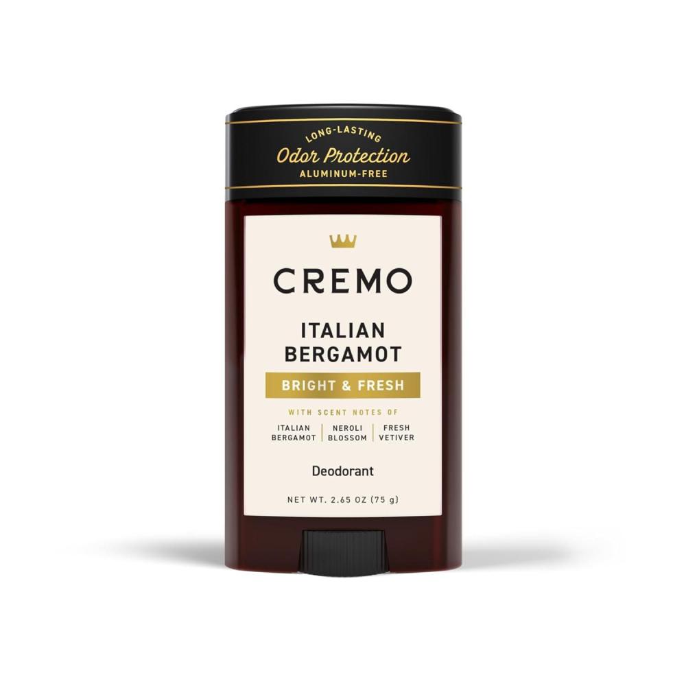 imageCremo Italian Bergamot Aluminum Free Deodorant for Men 48hour Long Lasting Odor Protection 265ozItalian Bergamot