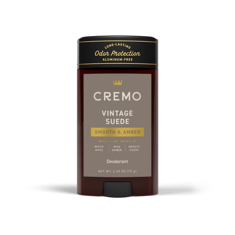 imageCremo Italian Bergamot Aluminum Free Deodorant for Men 48hour Long Lasting Odor Protection 265ozVintage Suede