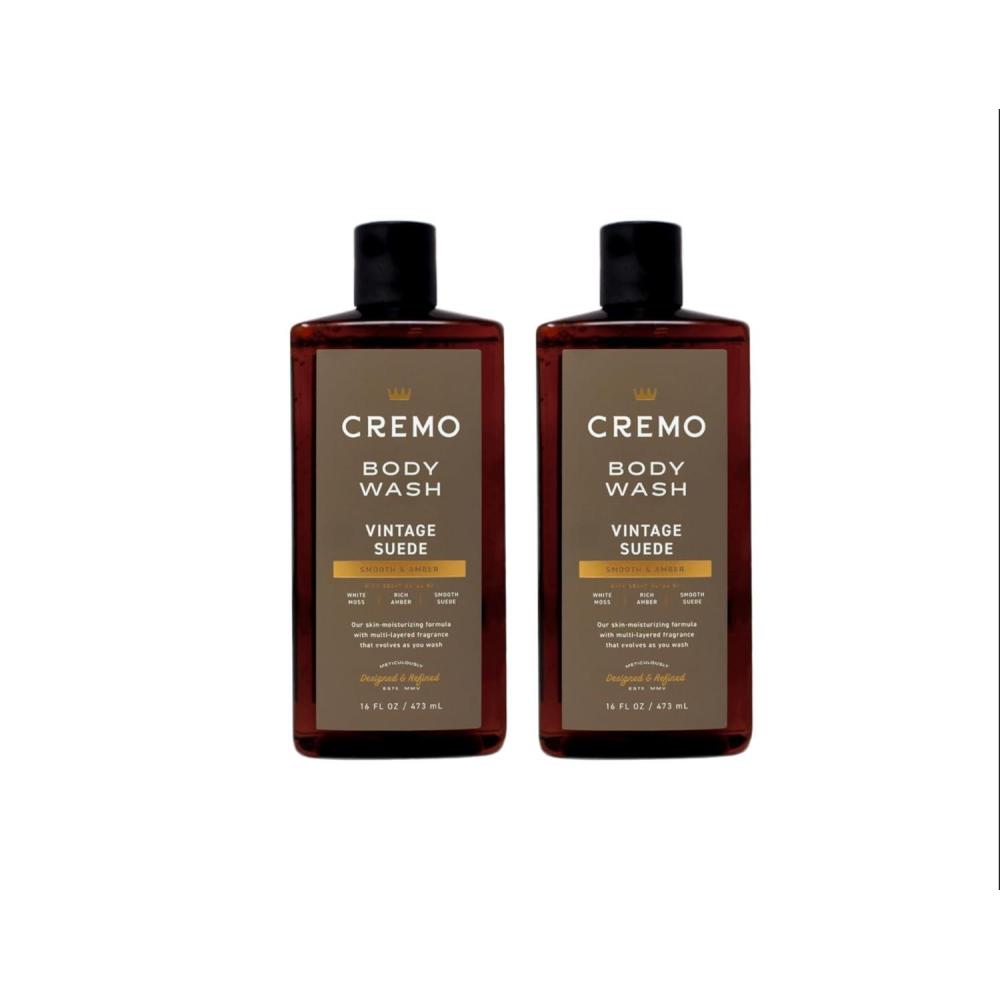 imageCremo RichLathering Vintage Suede Body Wash A Vintage Suede with Notes of White Moss and Rich Amber 16 Fl Oz Pack of 2