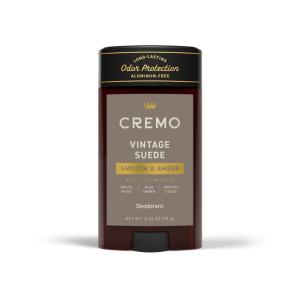 Cremo Italian Bergamot Aluminum Free Deodorant for Men, 48-hour Long Lasting Odor Protection, 2.65oz(Vintage Suede)
