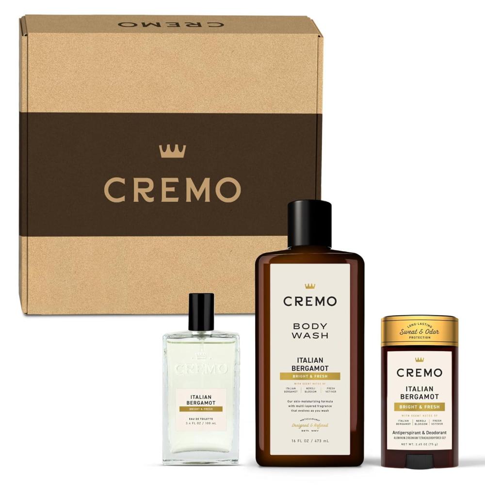 imageCremo Mens Cologne Gift Set Italian Bergamot  Cremo Cologne Body Wash for Men ampamp Antiperspirant Deodorant  Mens Body Wash Gift Set Perfume for Men Shower Gel Gifts for Him Full Size