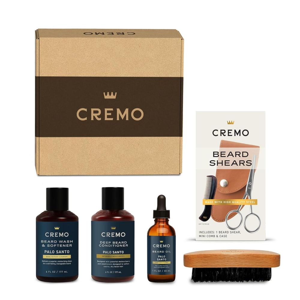 imageCremo Palo Santo 2n1 Beard Wash ampamp Softener  Palo Santo Beard ampamp Scruff Cream Set for Short BeardsFull Regimen