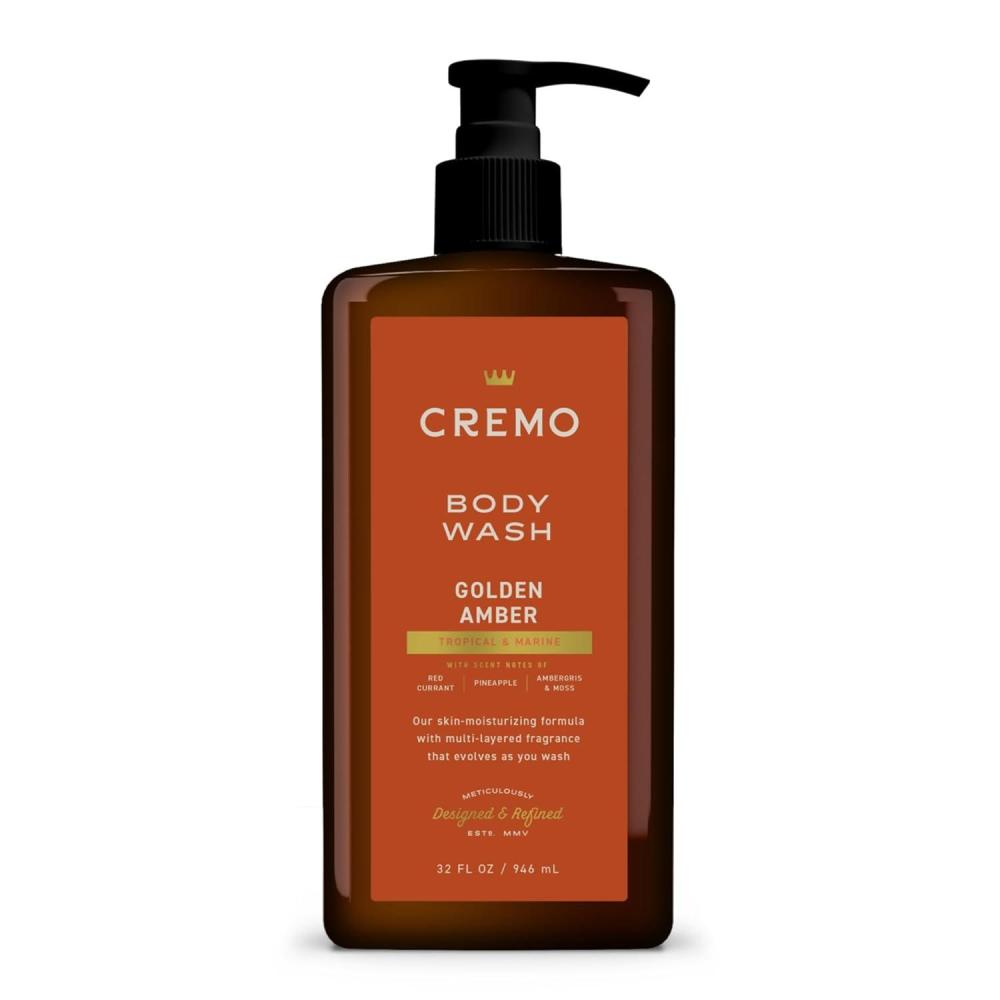 image:imageCremo RichLathering Golden Amber Body Wash for Men Notes of Red Currant Pineapple Ambergris and Moss 32 Fl Oz